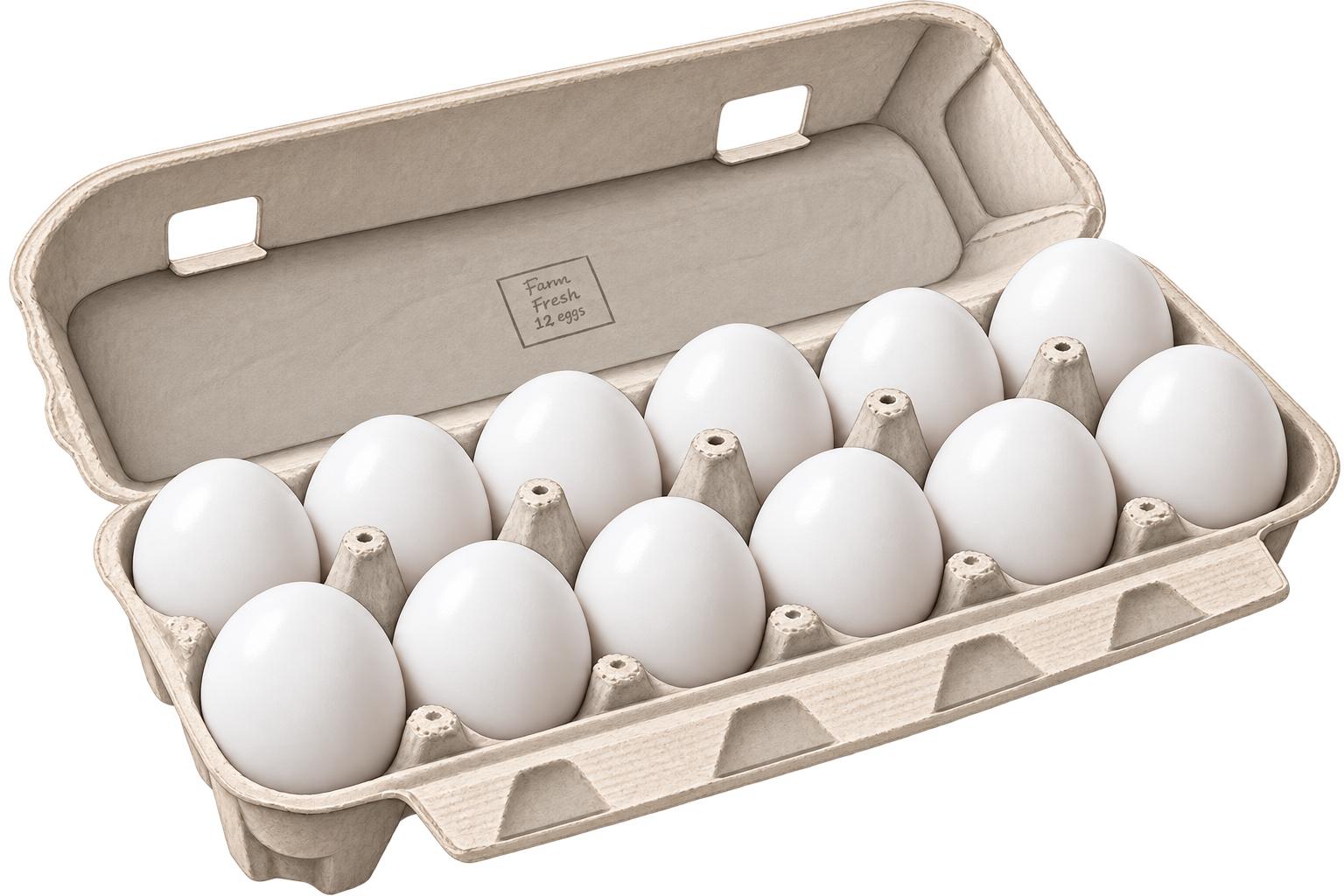 A carton of fresh organic farm eggs